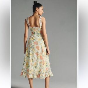 Anthropologie Multicolor Floral Maxi Dress, Anthropologie Ruffled Eyelet Dress